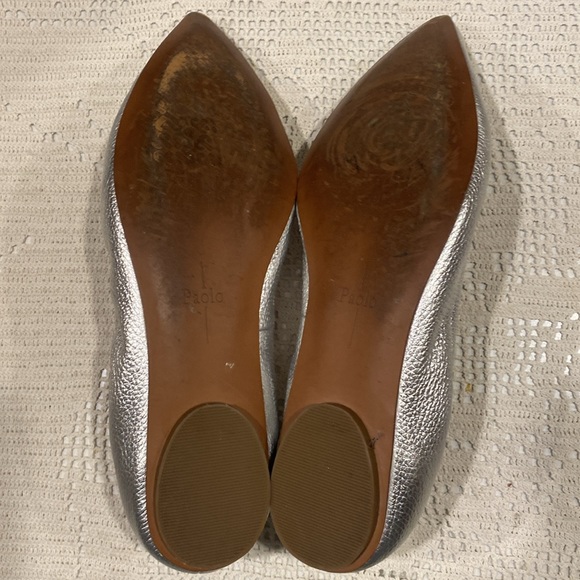 Lines Paola Leather Silver Metallic Pointy Toe Ballerina Slipper Flats, Size 8M - Picture 3 of 10